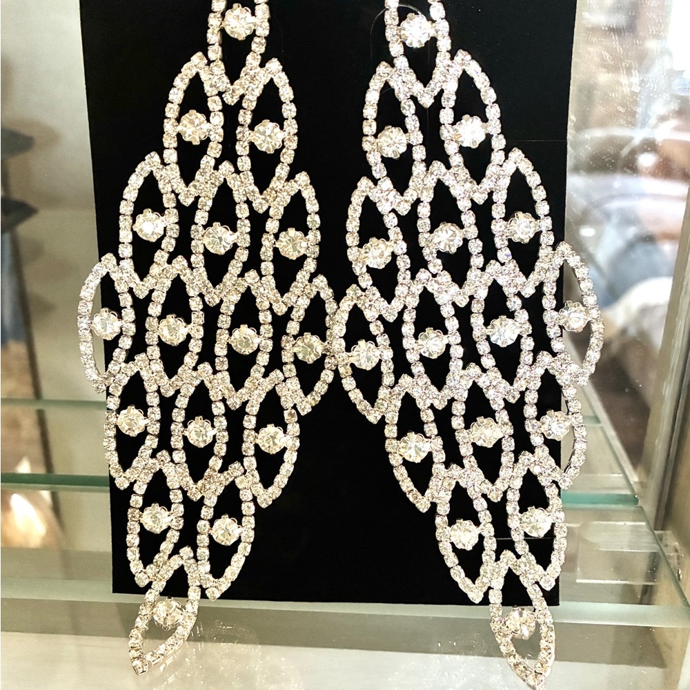 6” long FAB Diva Rhinestone Earrings